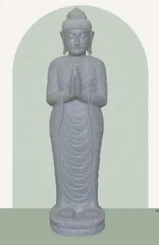 Product image of the product “Standing Buddha made of Riverstone, position Namaskara , H. 118cm. ”